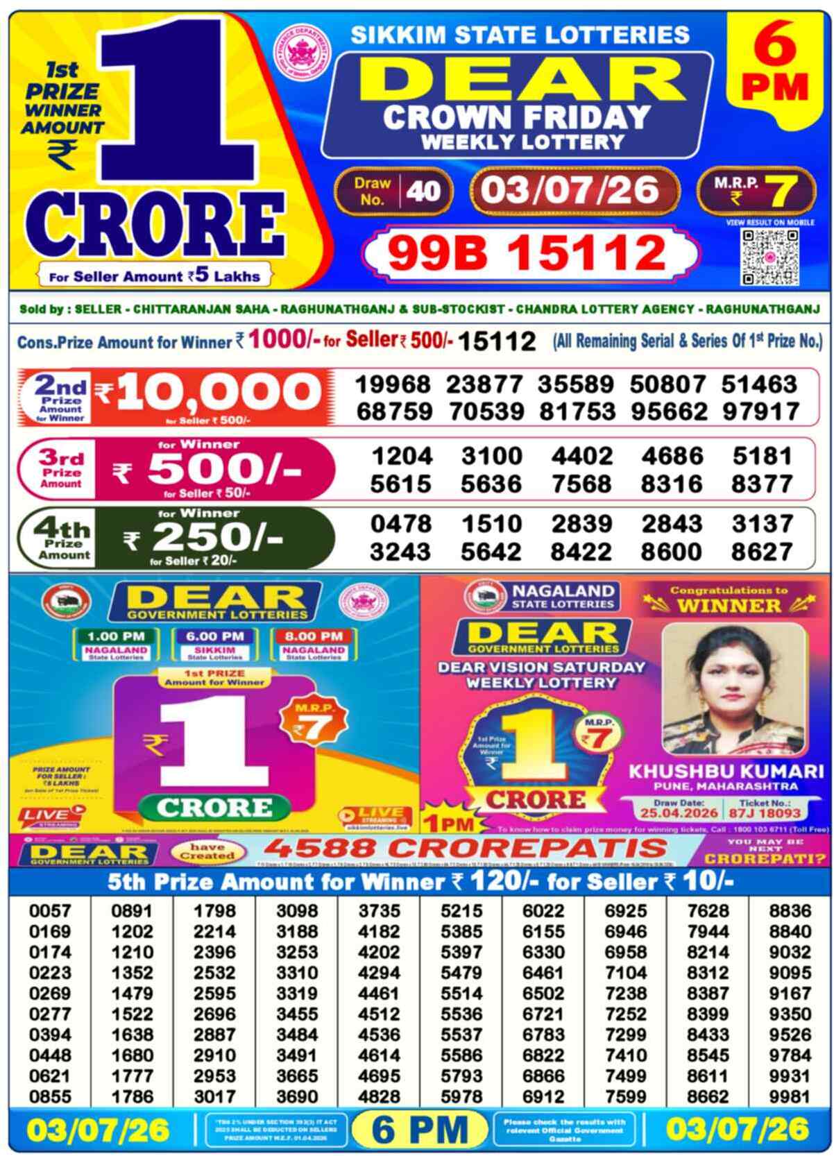 Nagaland Lottery Result Today 6:00 PM 03/07/26